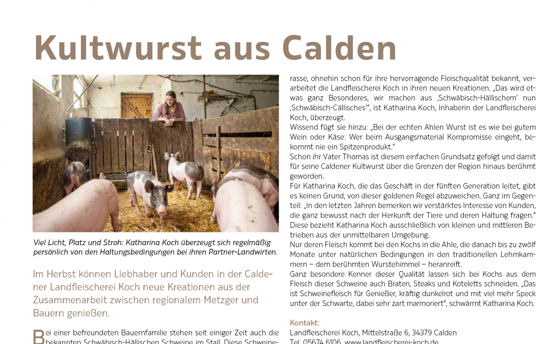 Artikel Kultwurst aus Calden StadtZeit 100